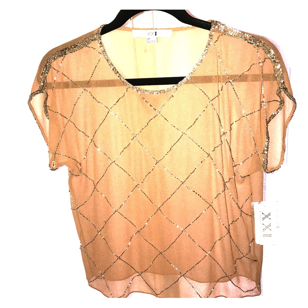 Forever 21 Sheer Beaded Top - Sz. Small